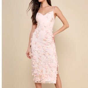 New Lulus Jacquard Elegant Pink Floral Dress Sz XXL